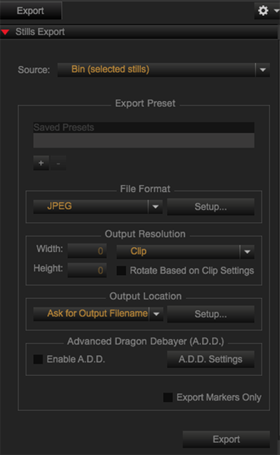 Stills Export
